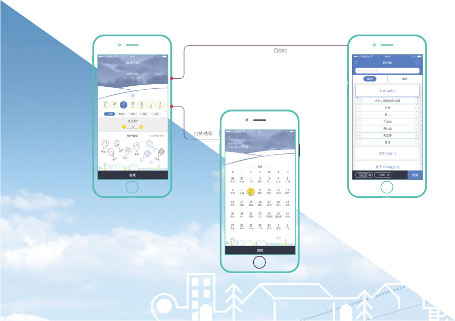 行程制定类旅游app--一起去旅行界面设计|移