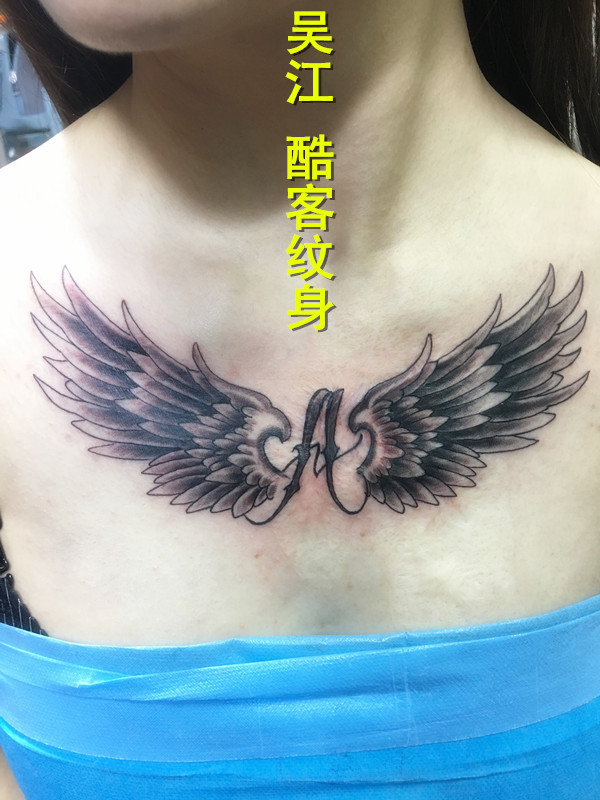 翅膀纹身图案#天使与魔兽翅膀纹身#吴江酷客纹身