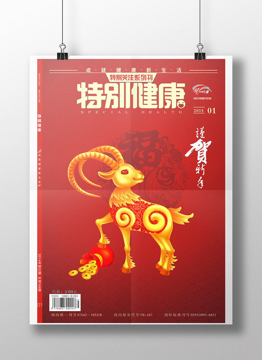 陈飞字体设计《特别健康》新年特刊杂志封面设