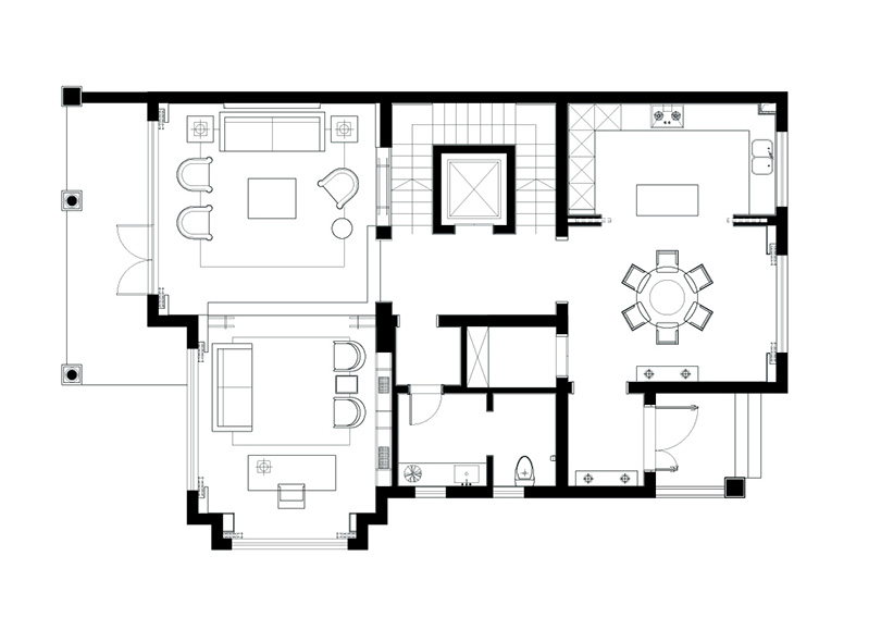 平顶山桃园326平新中式风格别墅装修效果图---平面布局图