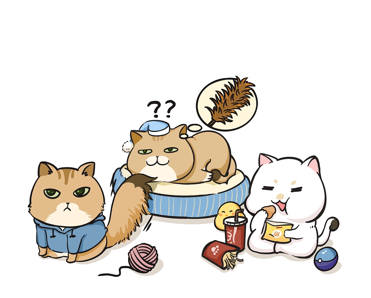 猫咪漫画小插画—金渐层