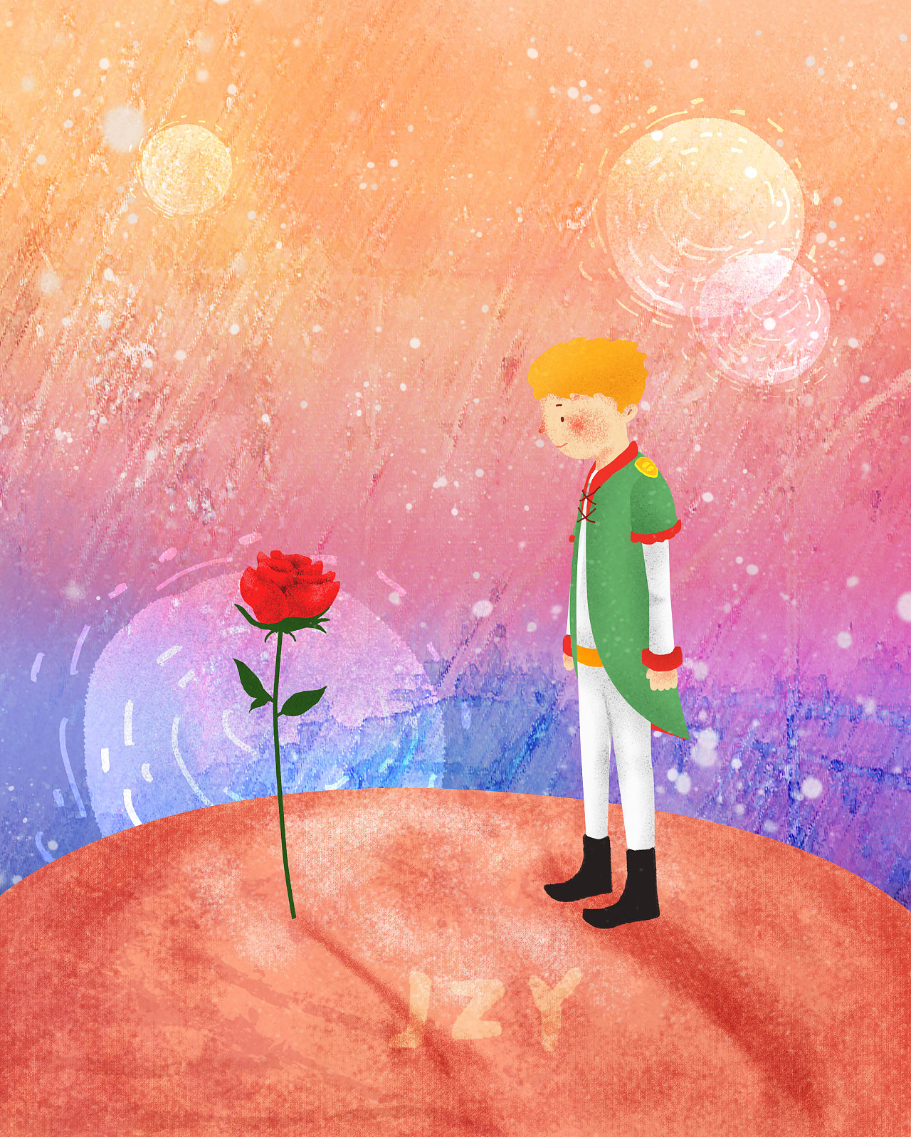 小王子与玫瑰|纯艺术|绘画|小角色阿火 - 原创作品 - 站酷 (ZCOOL)