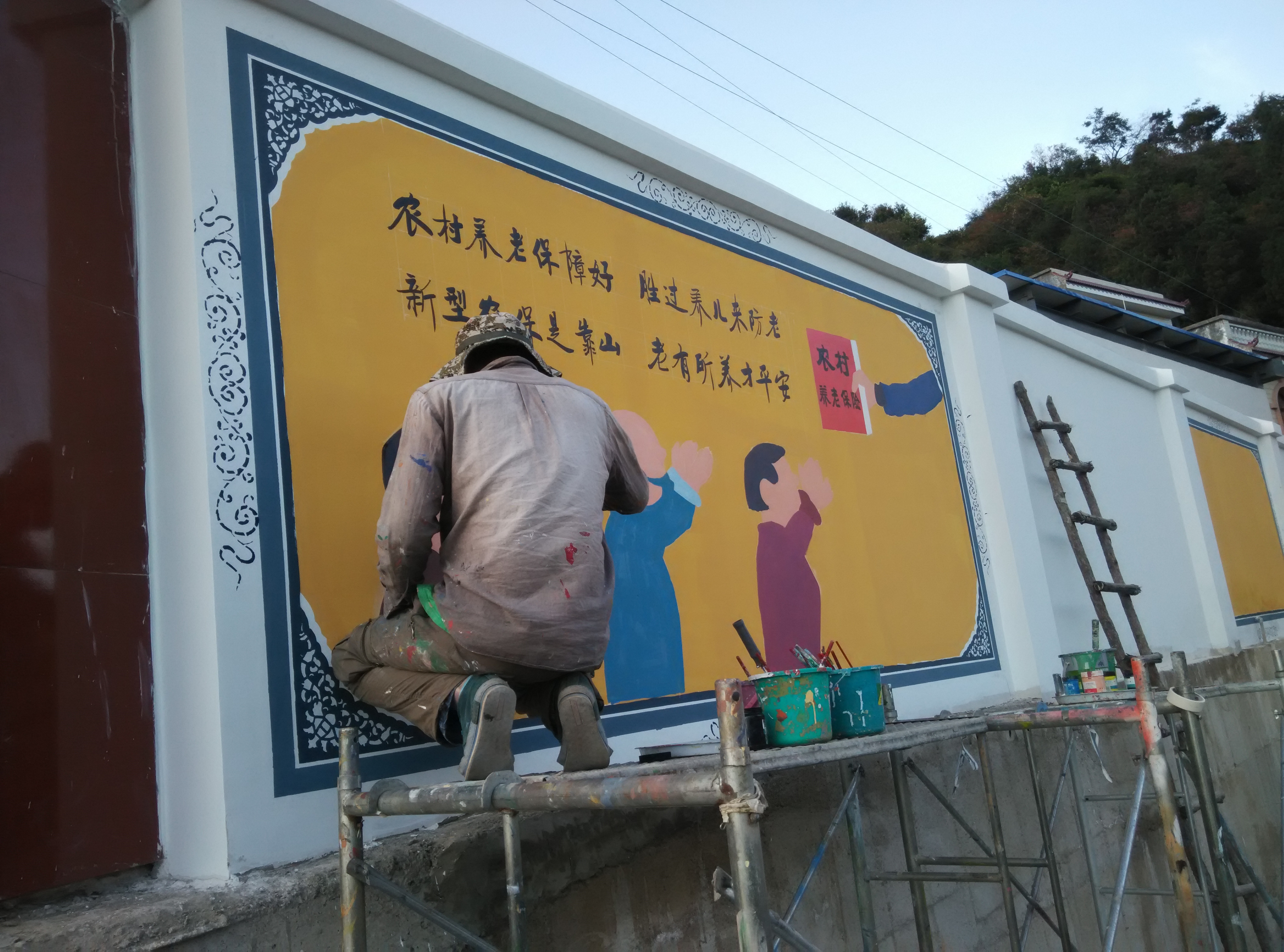 昆明墙体彩绘昆明墙画手绘公司昆明新农村建设彩绘文化墙壁画彩绘