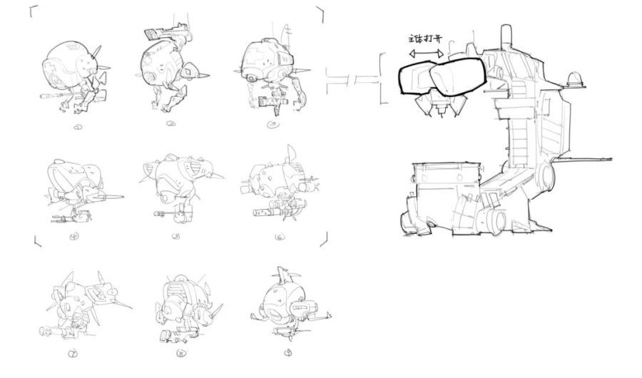 小飞机小坦克草图|游戏原画|插画|牧牧牧 - 原创