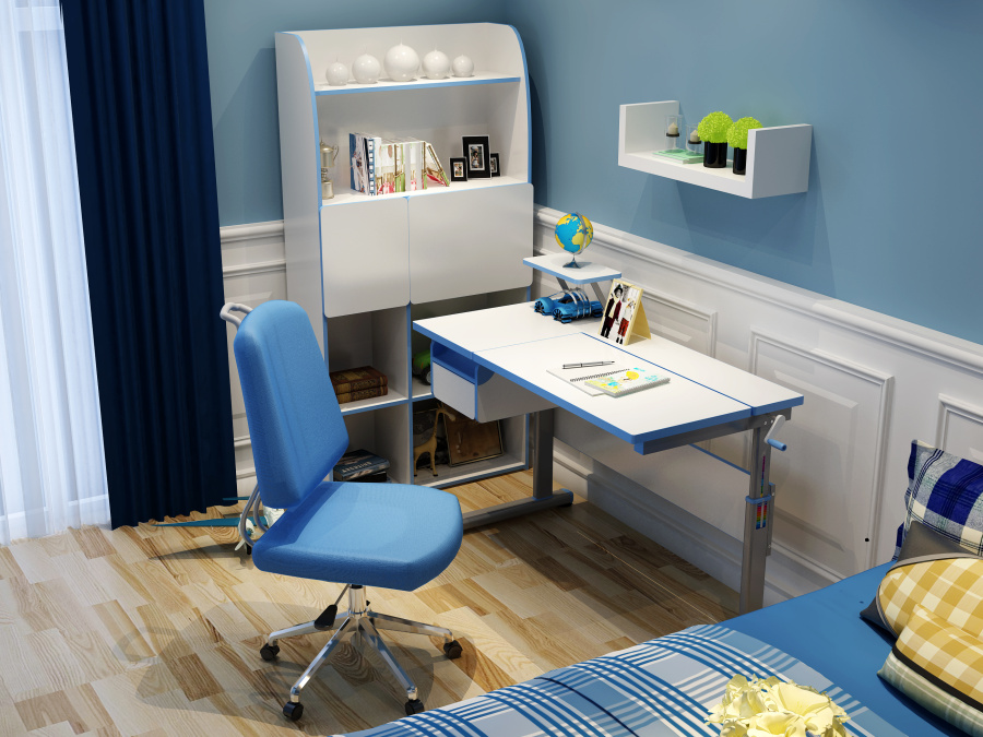 儿童房,电脑桌,书桌书柜效果图,儿童电脑桌效果