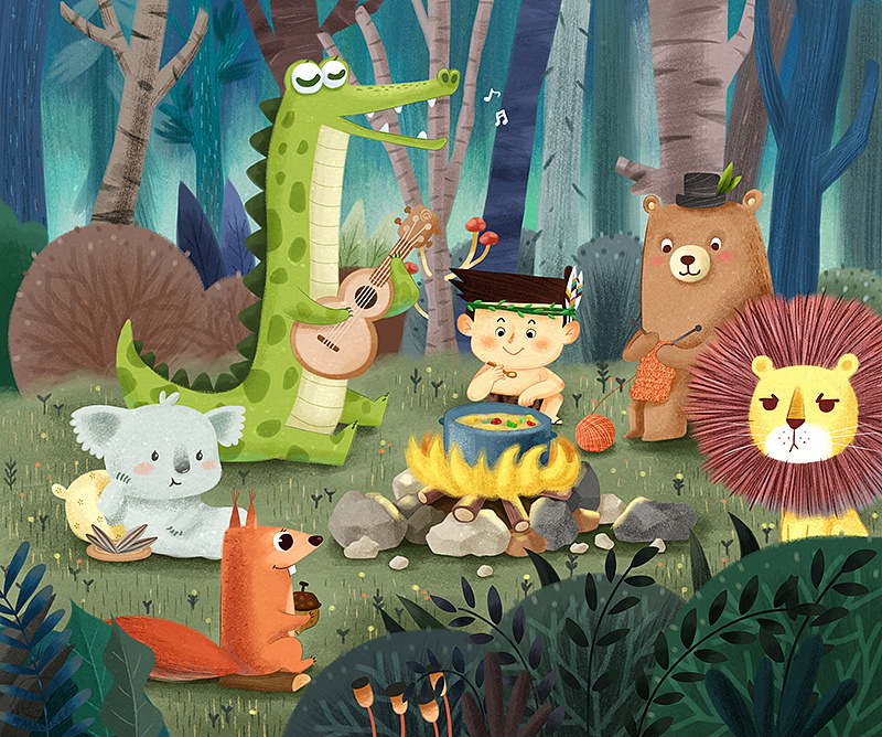 森林小聚|插画|儿童插画|mavis_tsang - 原创作品