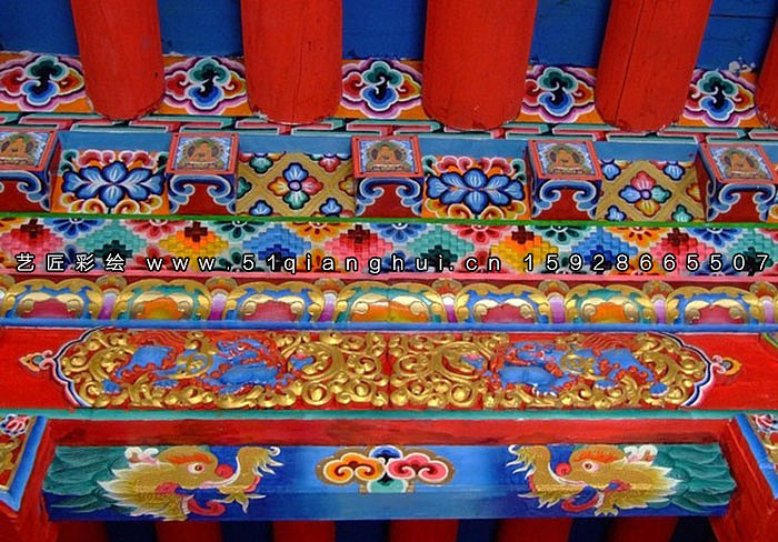 西藏藏式少数民族彩绘实例作品欣赏|纯艺术|绘画|艺匠彩绘 原创作品
