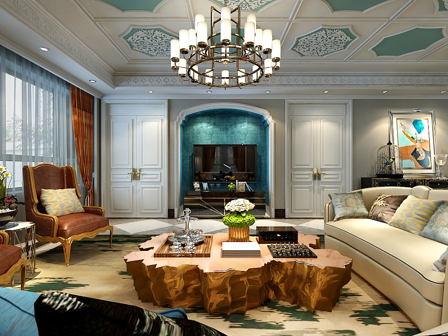 大连装修案例-招商兰溪谷-洛可可-200㎡|室内设