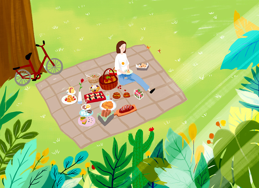 一个人的野餐|商业插画|插画|鲜艳艳 - 原创设计