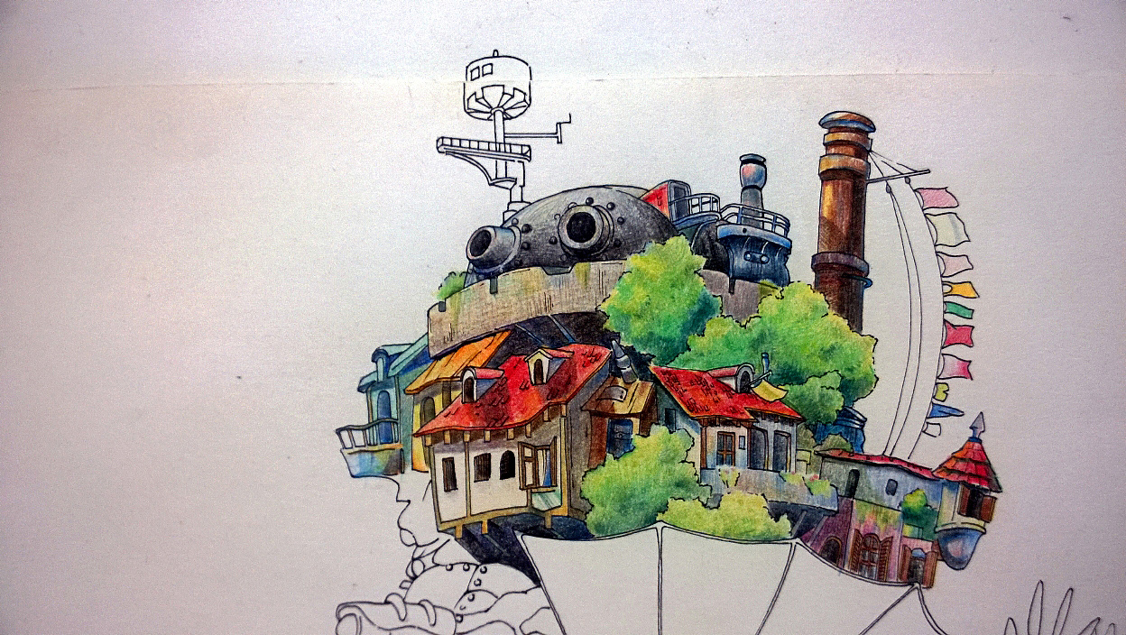 哈尔的移动城堡|纯艺术|彩铅|凸猫 - 原创作品 - 站酷