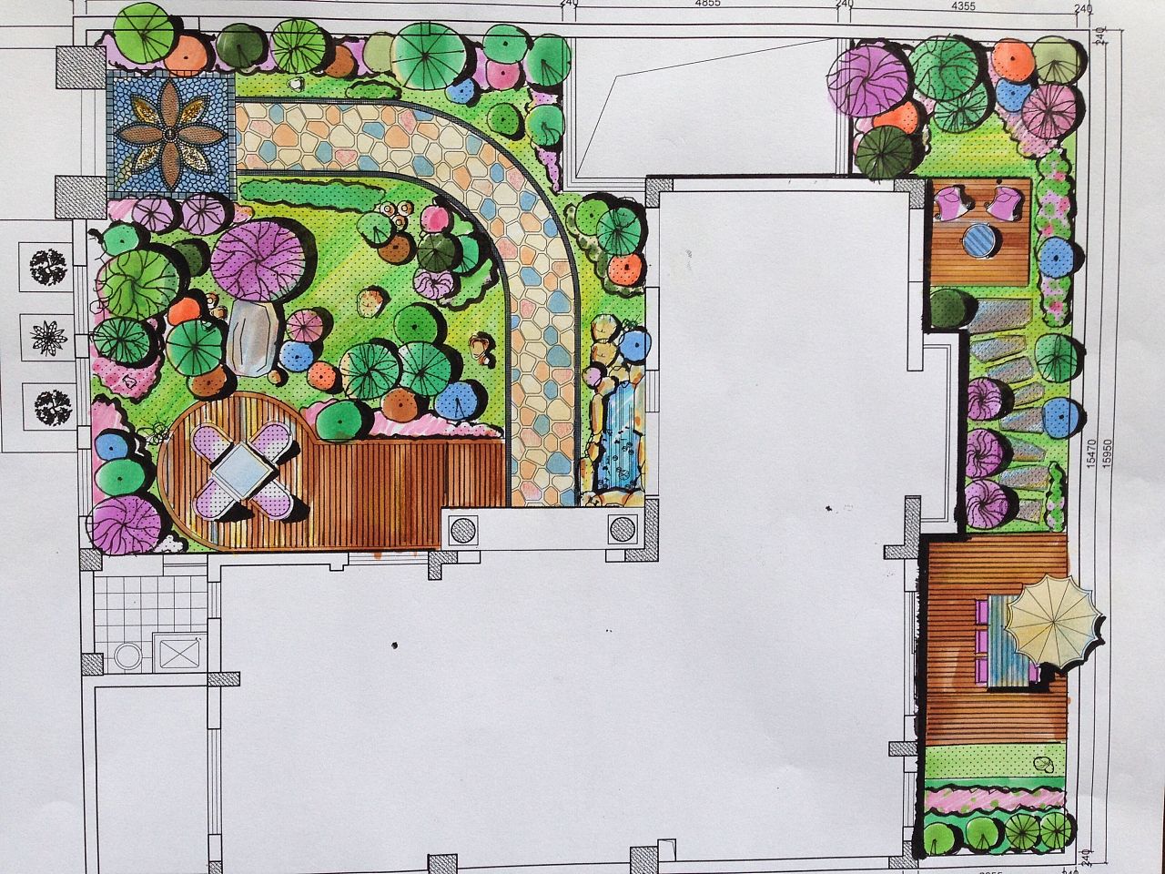 别墅花园平面手绘|空间|景观设计|我叫安 - 原创作品