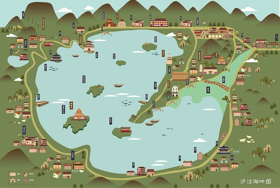 《泸沽湖》地图手册|DM\/宣传单\/平面广告|平面|卡上的飞机 - 原创设计作品 - 站酷 (ZCOOL)