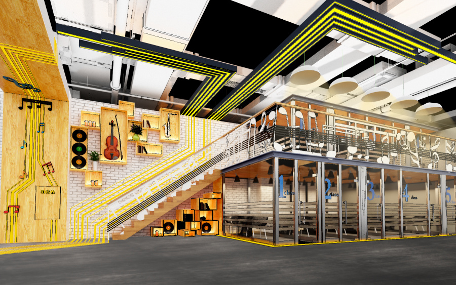 沈阳某音乐学校工装设计|室内设计|空间\/建筑|红