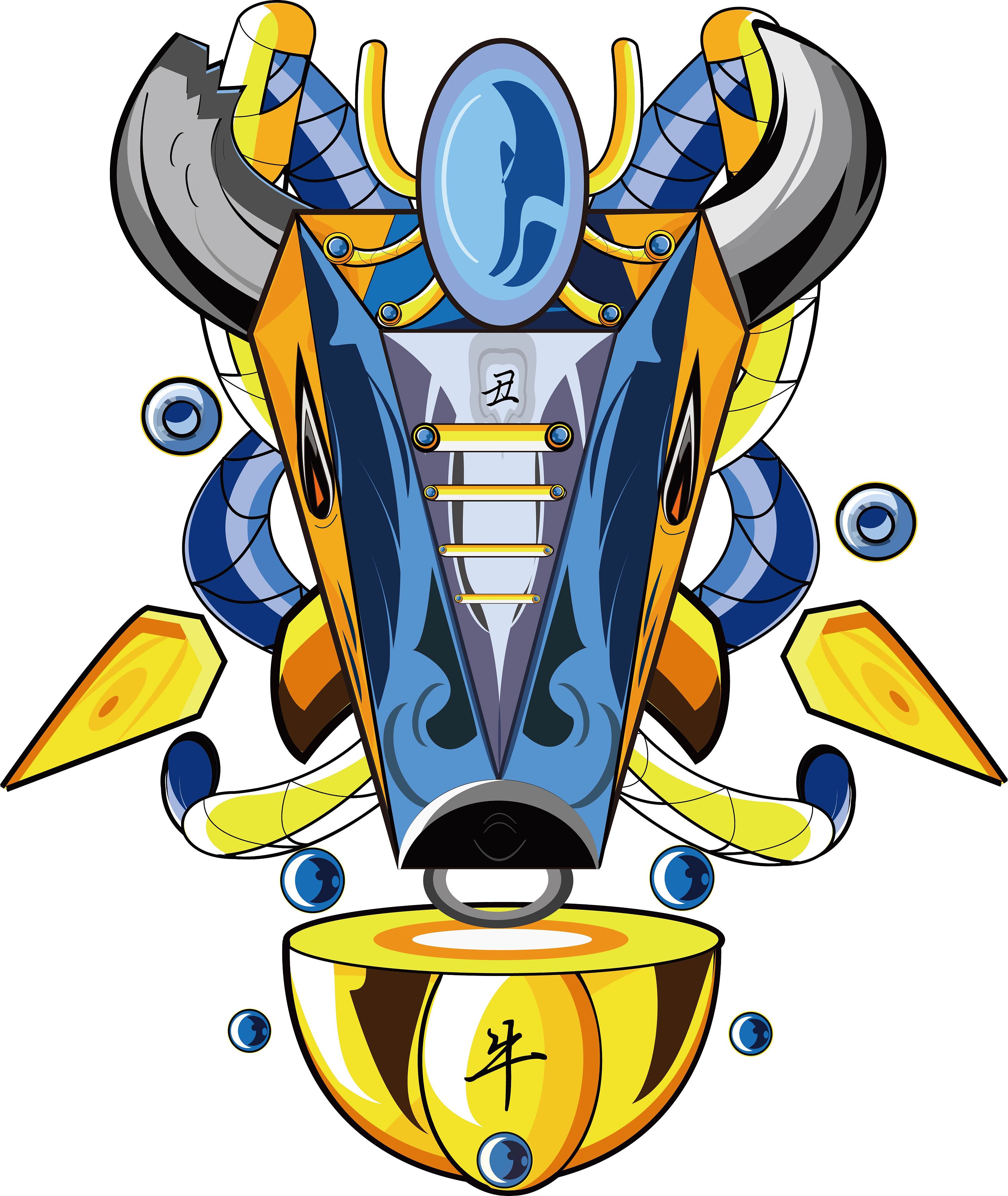 twelve - zodiac ox矢量插画