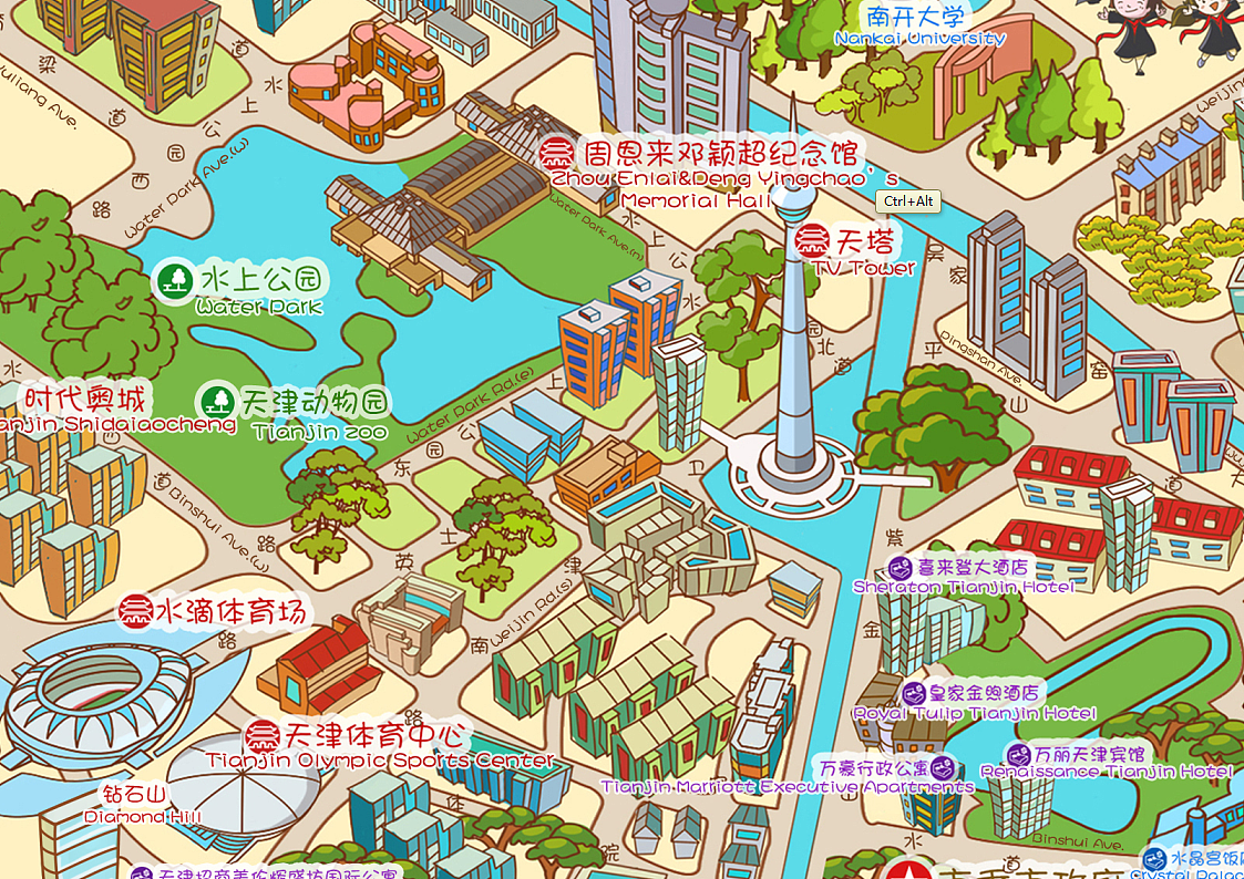 天津旅游手绘地图图片