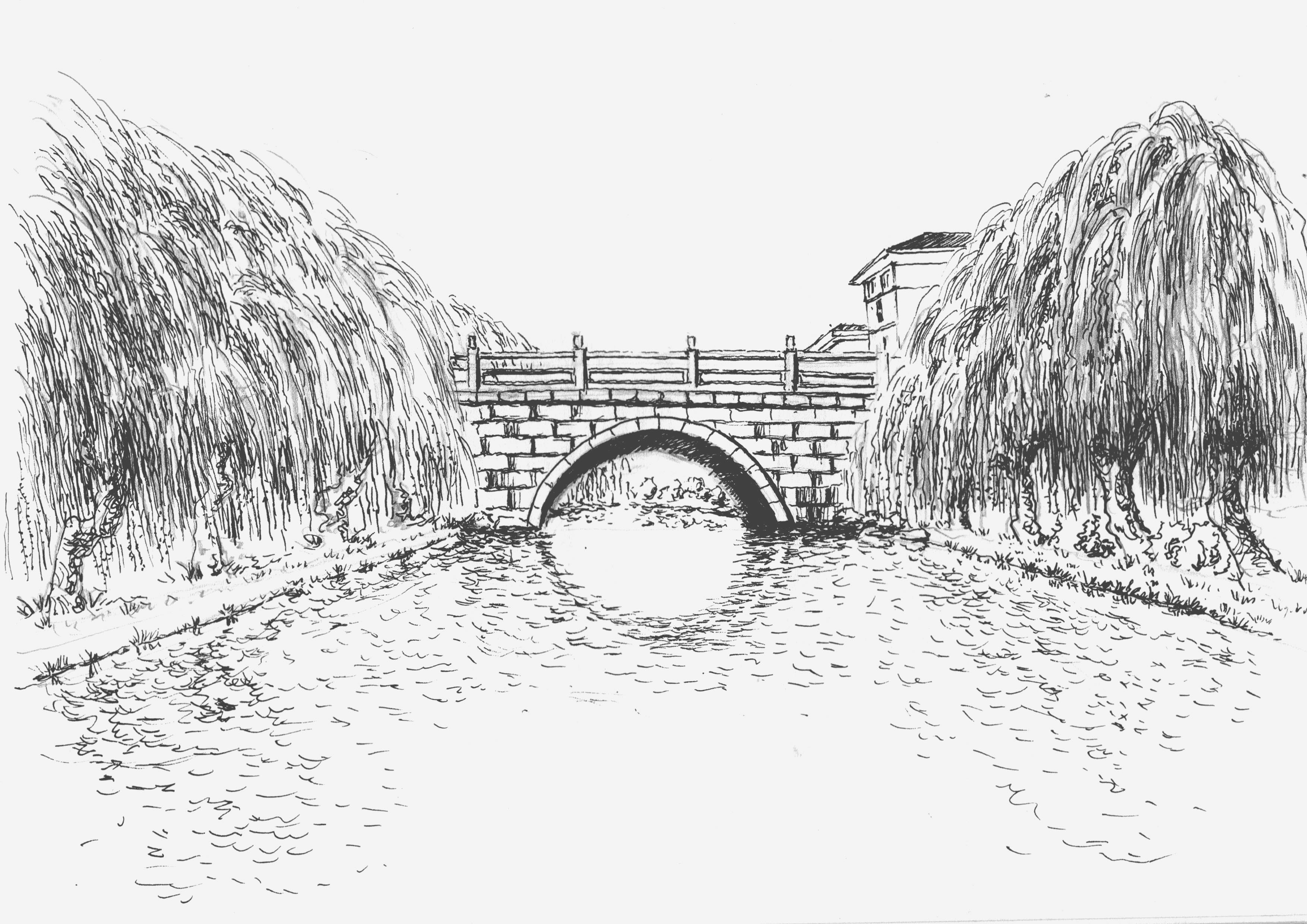春风和煦,小桥流水,柳岸花溪,别是一贩珑景