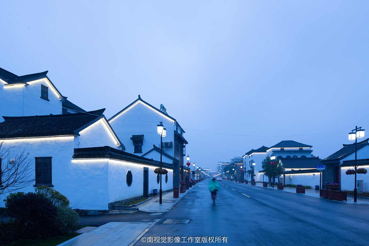 嘉兴海盐县澉浦镇城镇灯光照明拍摄古镇建筑空间摄影