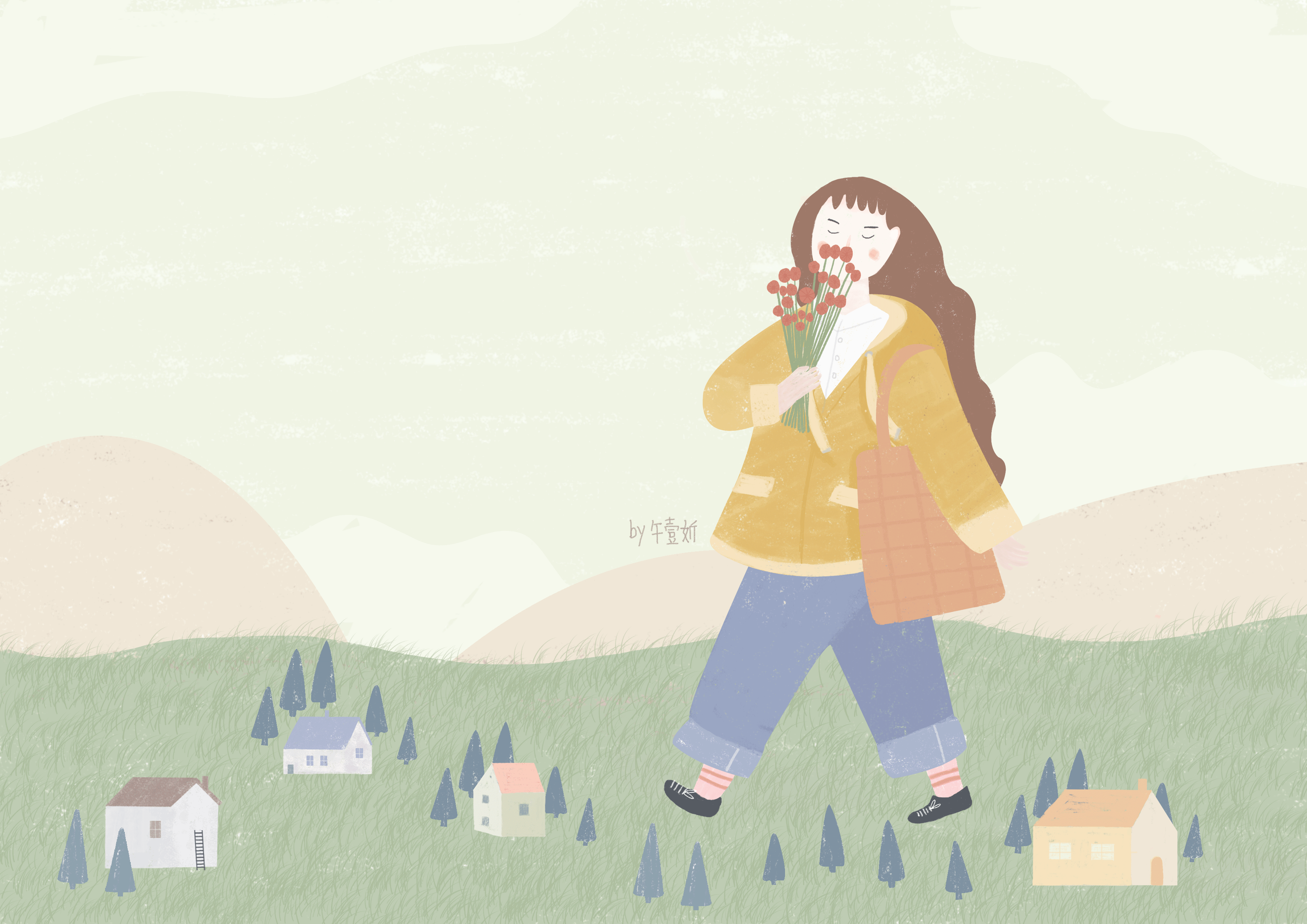 习作|一路繁花相送|插画|创作习作|蓝多泽 - 原创作品