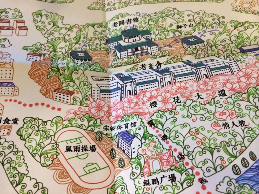 樱--武汉大学手绘地图|其他绘画|插画|PeteZhen