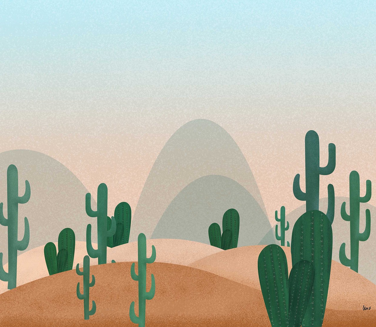 仙人掌 沙漠|插画|插画习作|la_moka - 原创作品