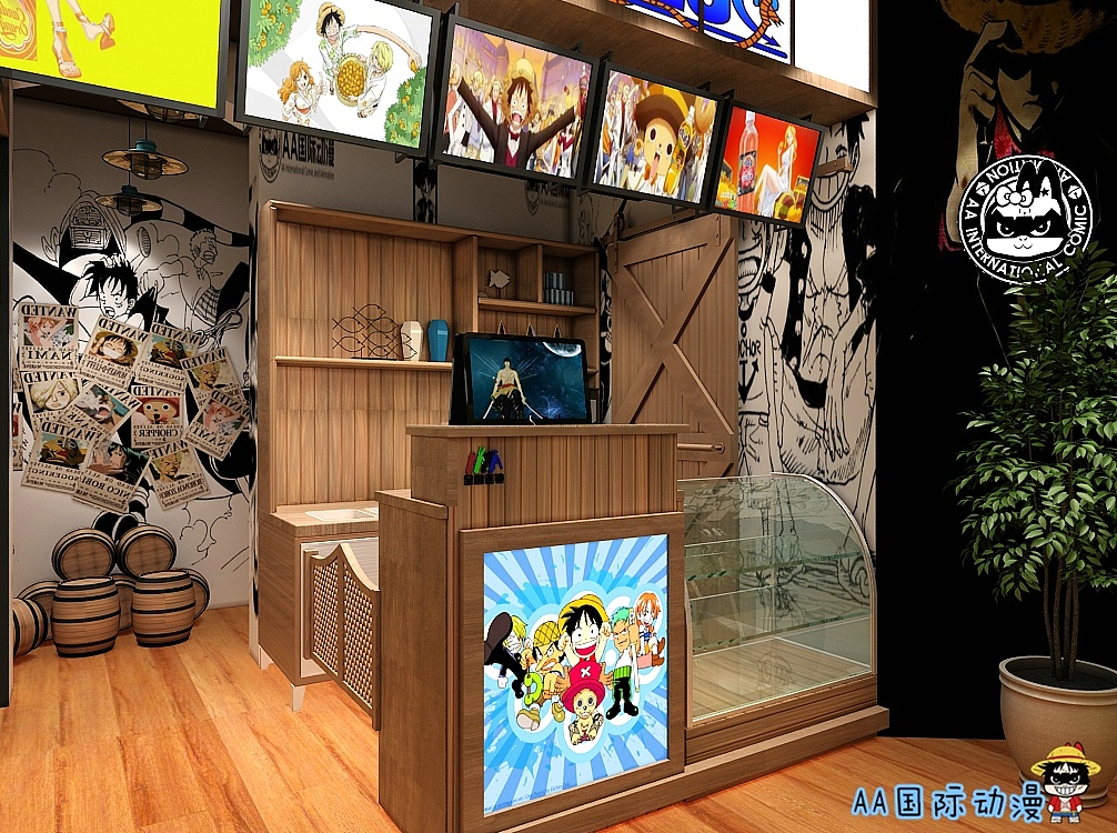 动漫主题奶茶店 动漫主题餐厅3D设计
