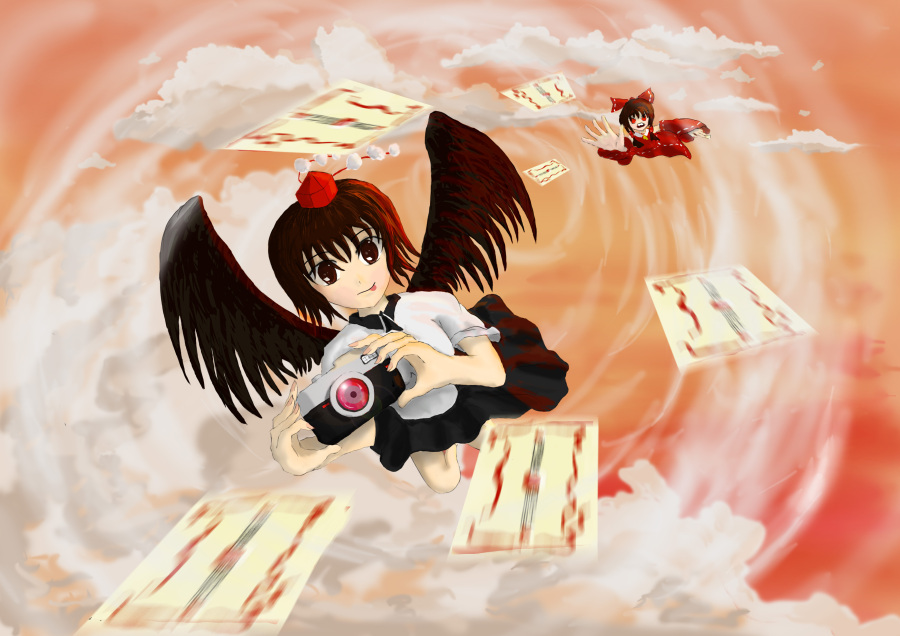 【东方】飞翔的摄影少女|像素画|插画|lfighterC