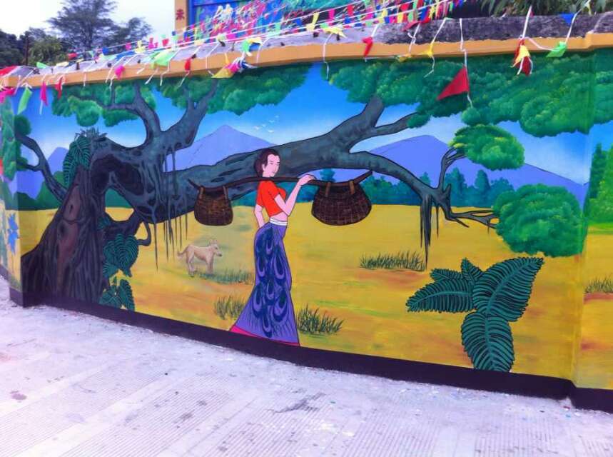 傣族文化云南省德宏西双版纳墙体彩绘墙画墙绘制作公司