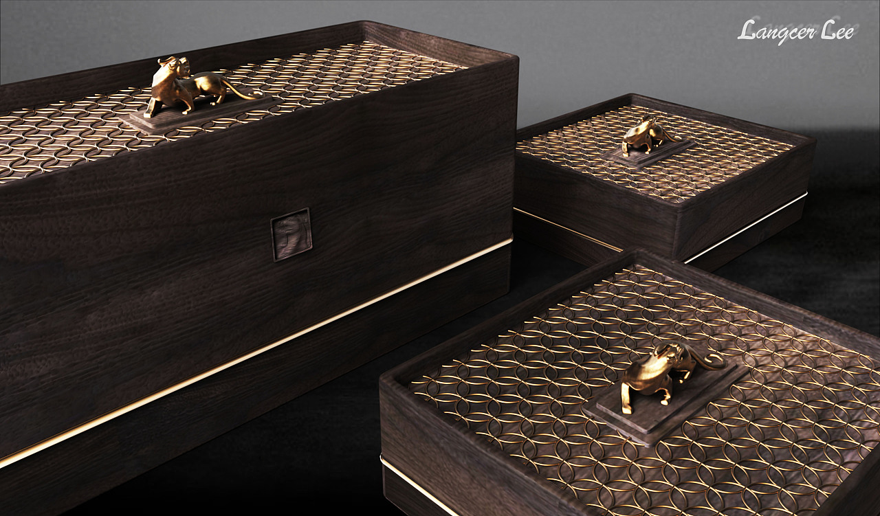【貔貅金摆件礼品木盒包装】中式古典与西式时