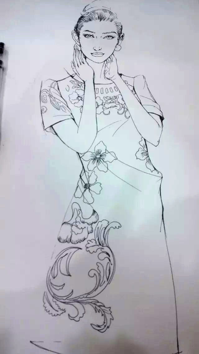 真丝乔其纱印花设计效果图3 水彩绘制|休闲\/流