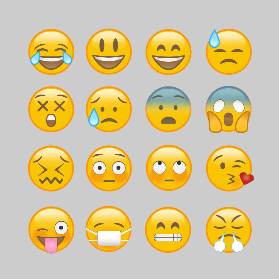emoji表情16只 矢量素材