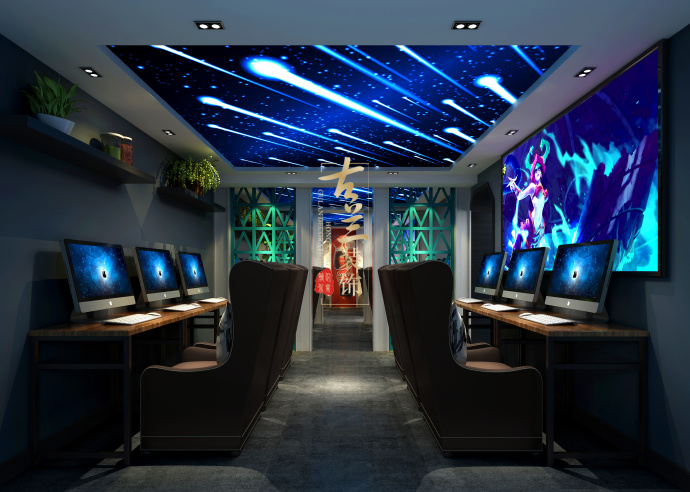 南充市南部县奇域网络会馆设计-崇州网吧装修