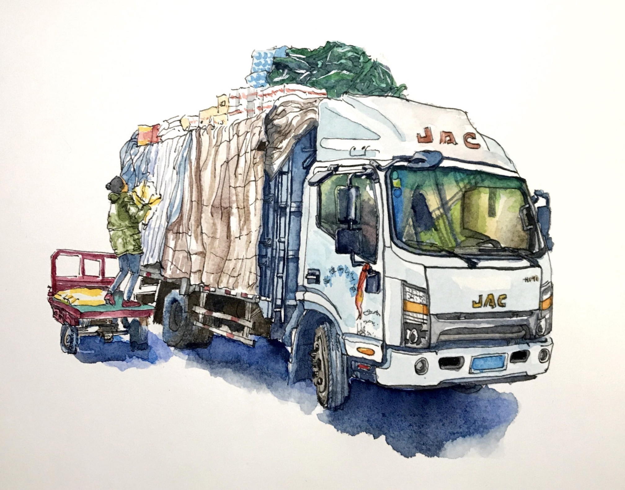今日画 | 白色大货车|纯艺术|绘画|林乃舟 - 原创作品
