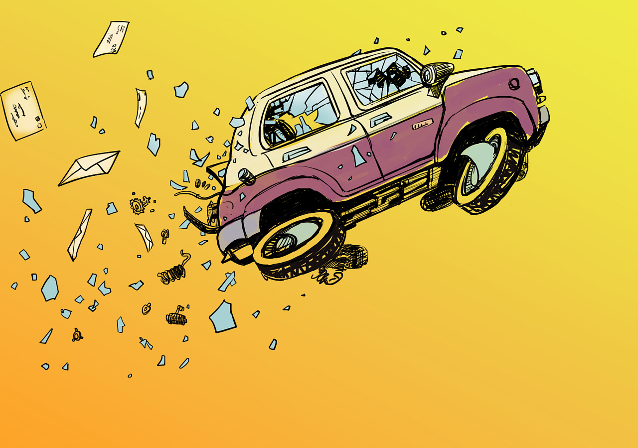 落日飞车|插画|插画习作|Han多哆 - 原创作品 - 站