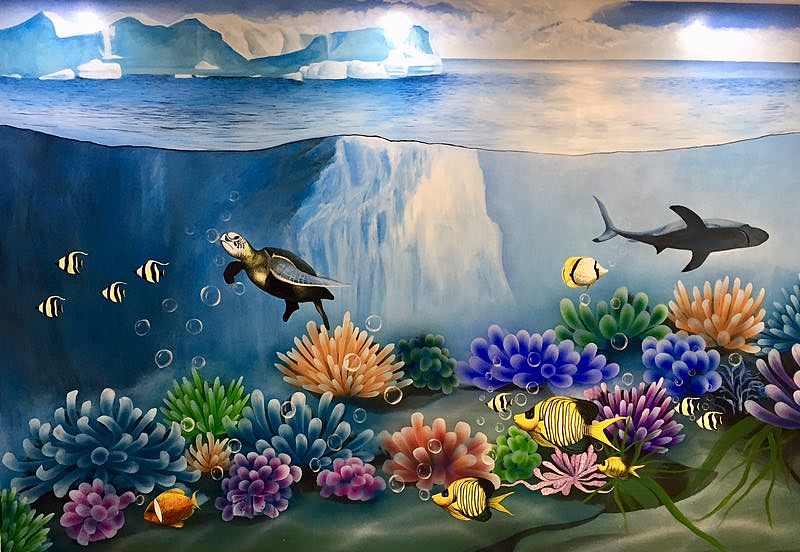 墙绘 涂鸦 海底世界主题墙绘 游乐场墙绘 游泳馆墙绘