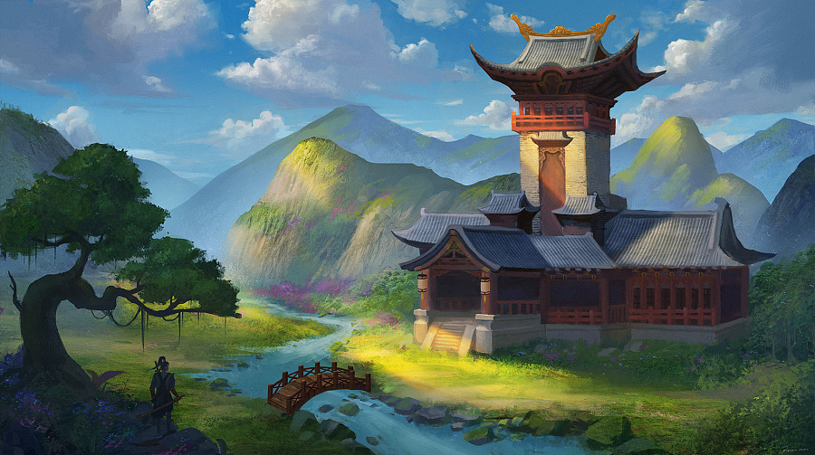 中国风建筑|游戏原画|插画|赵润先 - 原创设计作品