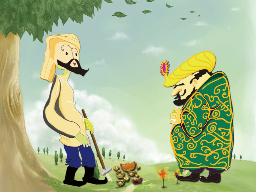 阿凡提的故事-种金子|涂鸦\/潮流|插画|wtjiang - 原