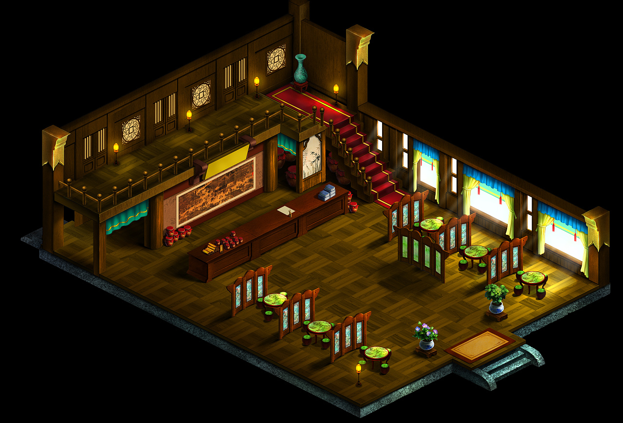 游戏室内场景|插画|游戏原画|张观政 - 原创作品