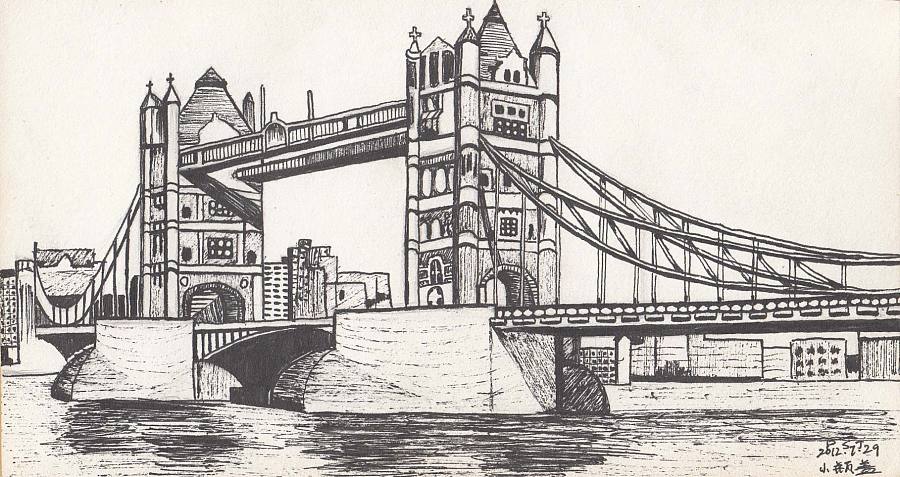伦敦大桥位于伦敦和南画之间,被认为是景隆街铁桥或铁塔.