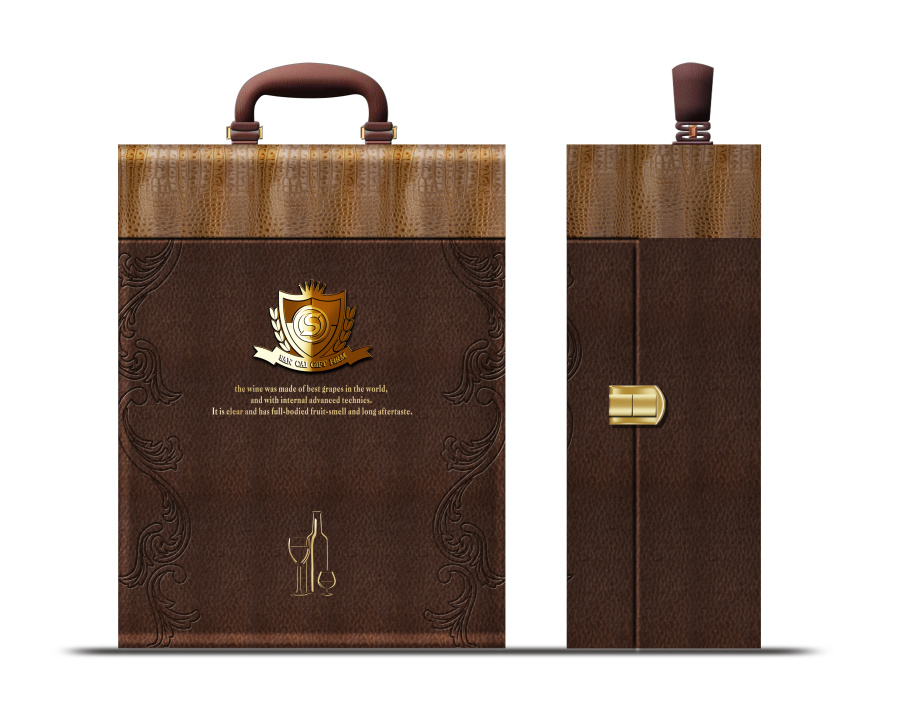 红酒皮盒_红酒礼盒设计_红酒双支皮盒_艺鼎鹏
