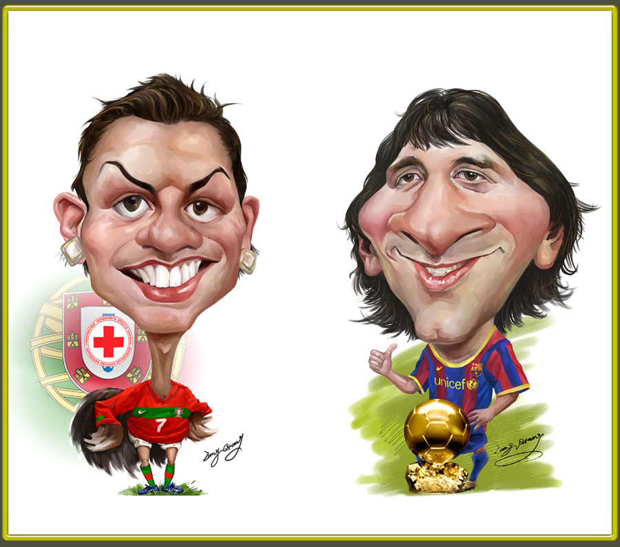 C罗PK梅西|肖像漫画|动漫|火麒麟动漫 - 原创设