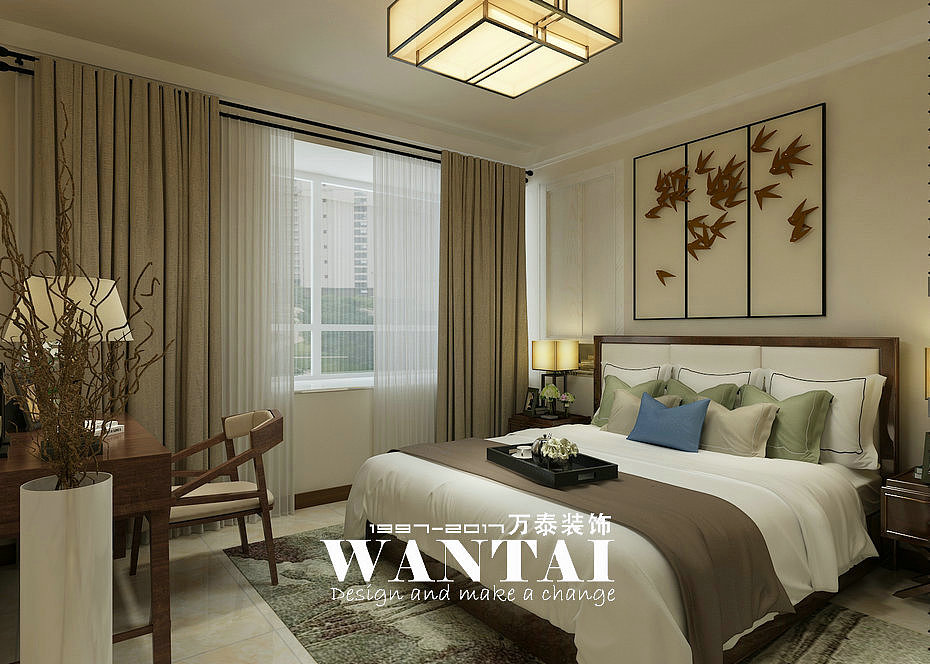 泰安苹果园136平简约新中式风格装修效果图案