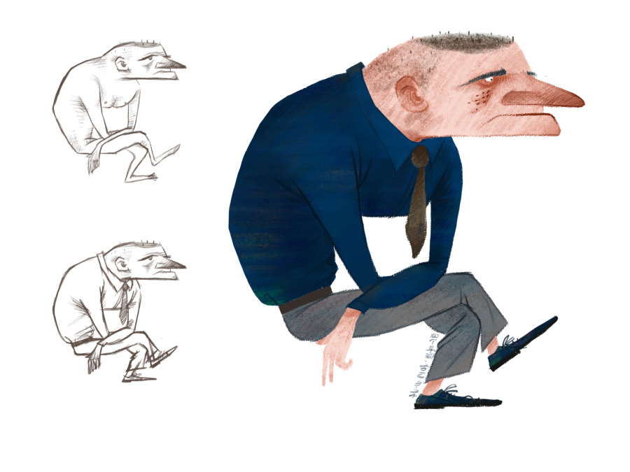 一个垂头丧气的男人|绘画习作|插画|SGED四个