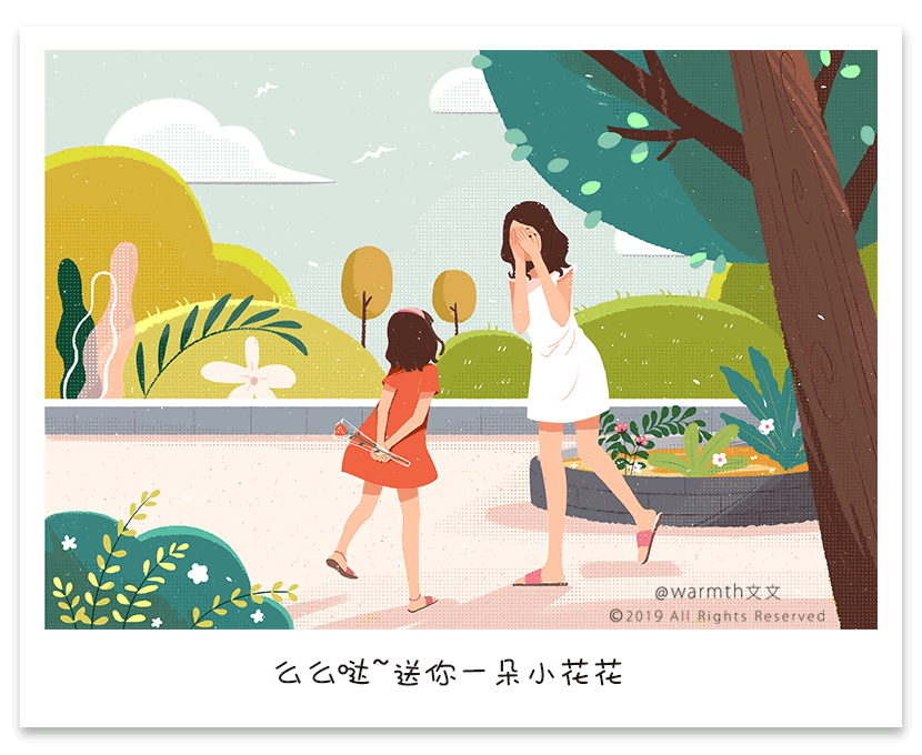 母亲节插画系列—妈妈和女儿