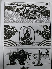 手绘装饰画 丝绸之路