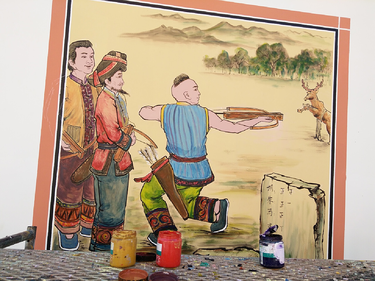 傈僳族文化傈僳族墙体彩绘墙画墙绘云南傈僳族墙体彩绘