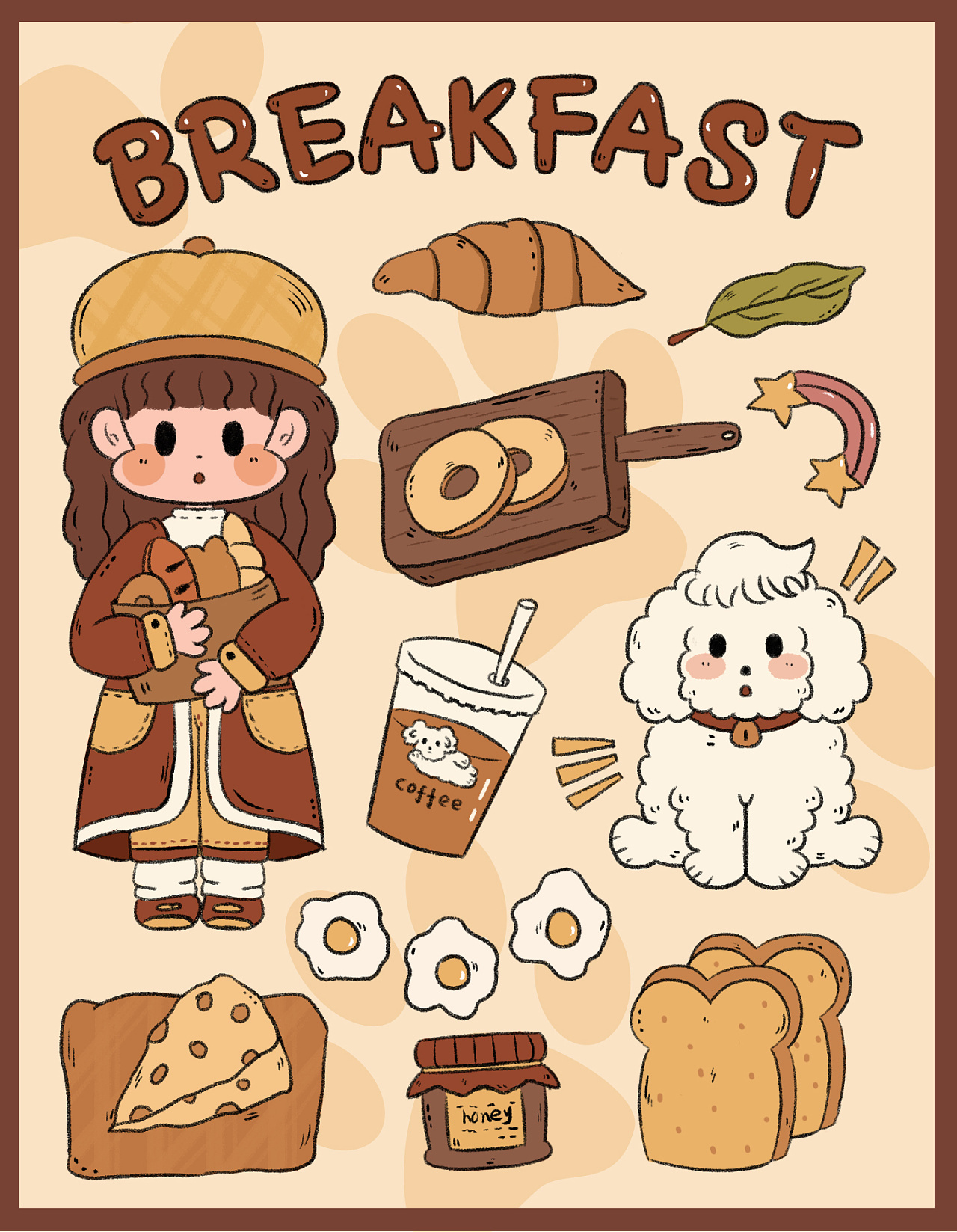 可爱早餐面包合集文创贴纸
