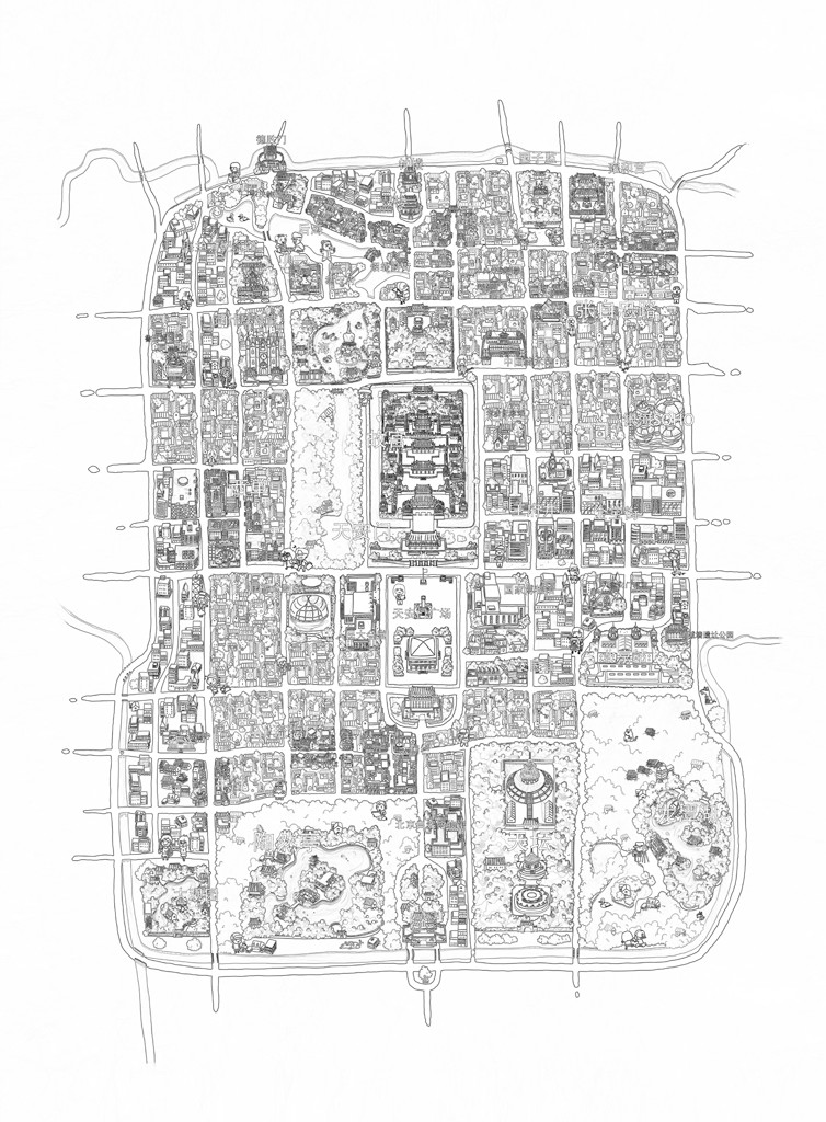 北京手绘地图,线稿.图片