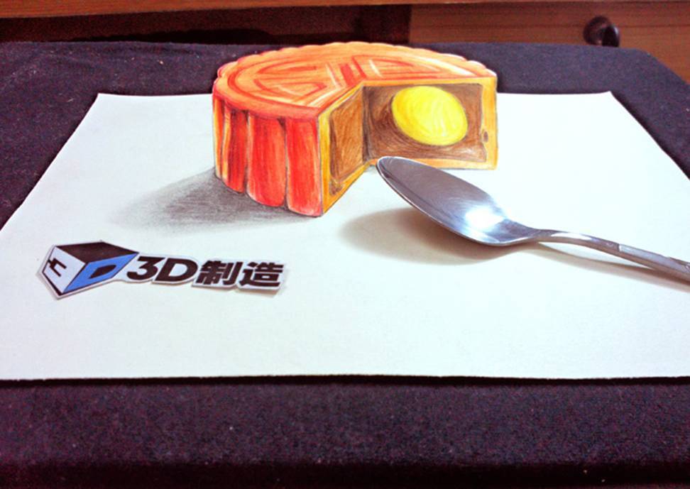简易3d立体画教程~"画月饼"