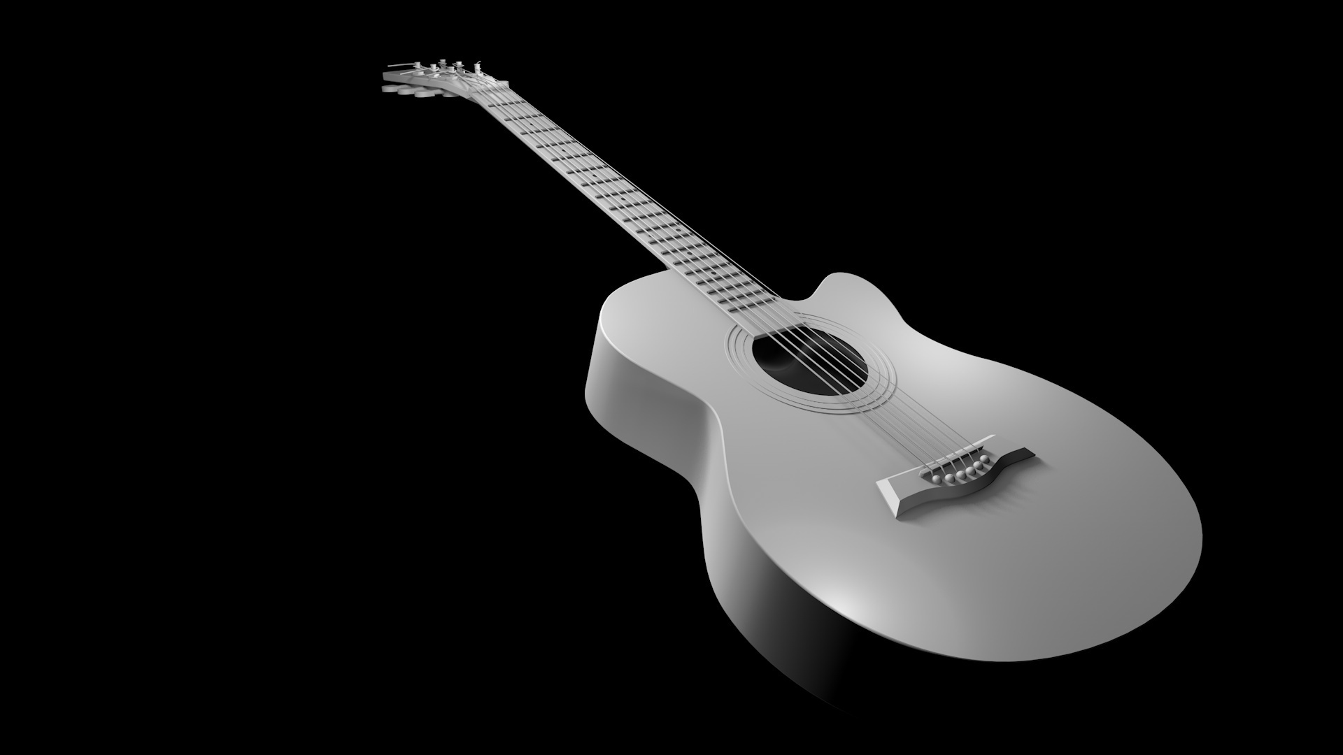 吉他 模型 白模 c4d 附工程文件