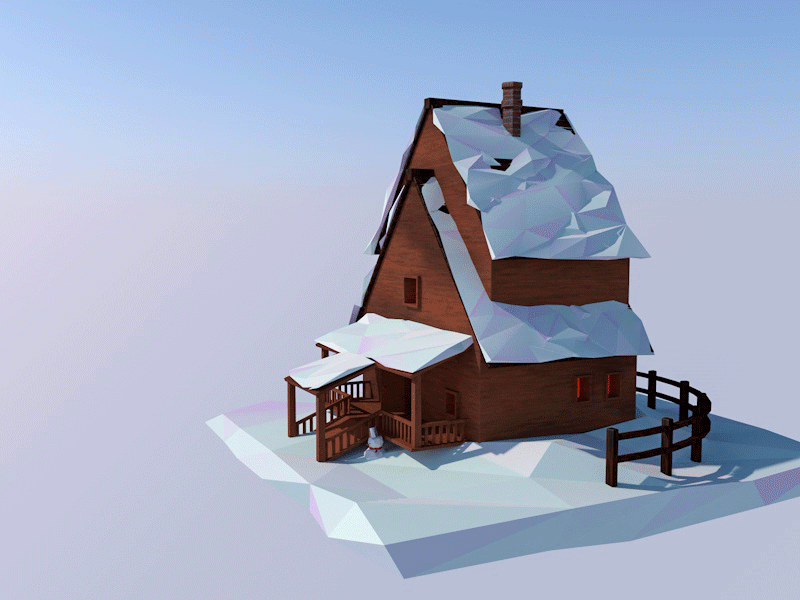c4d-low poly-冰雪世界